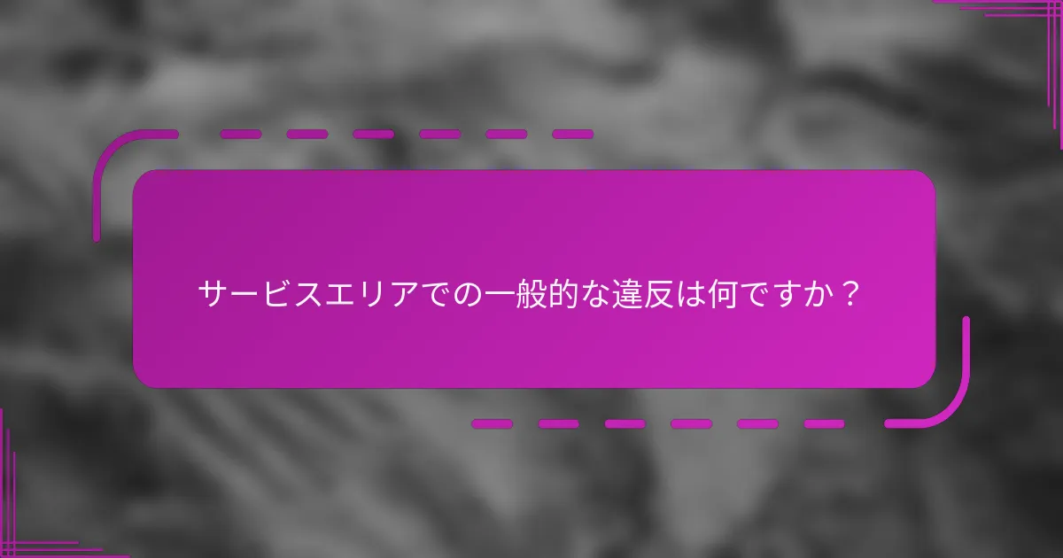 サービスエリアでの一般的な違反は何ですか？